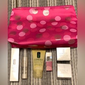 Clinique trial sizes with cosmetic bag